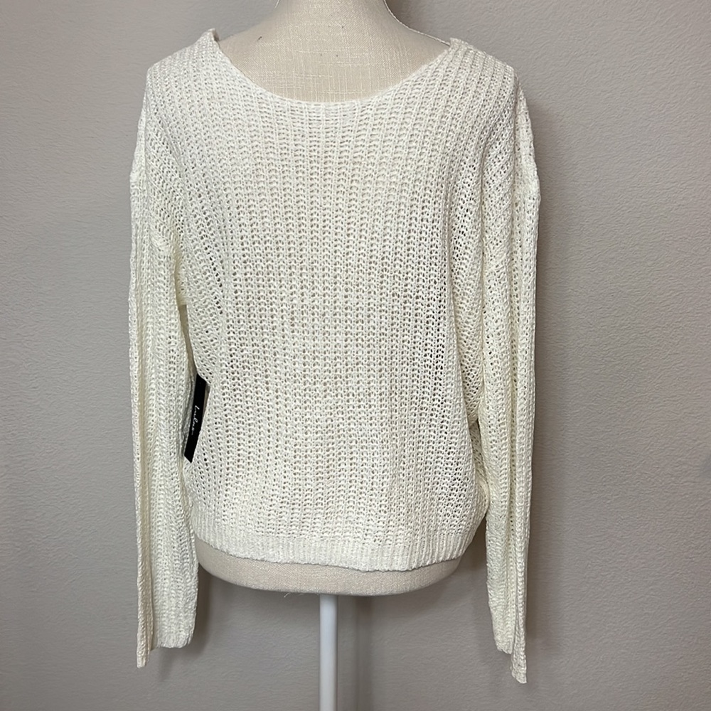 Lulus Born to Fly White Loose Knit Reversible Cropped Sweater - Picture 4 of 5